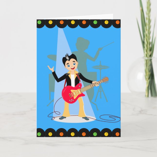 Rock Star Boy birthday party Card (Front)