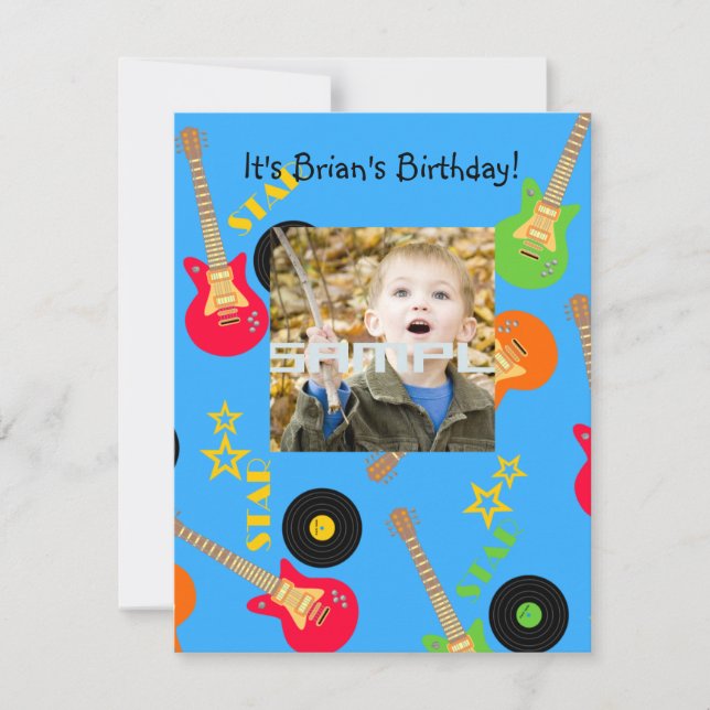 Rock Star Boy birthday party invitation (Front)