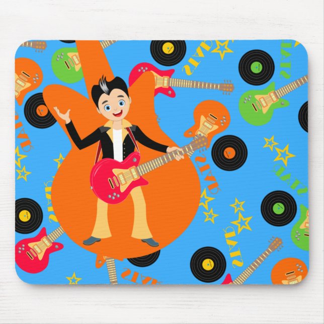 Rock Star Boy birthday party Mouse Pad (Front)
