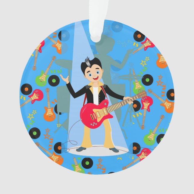 Rock Star Boy birthday party Ornament (Front)