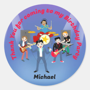 Rock Star Boys Band Birthday Party Classic Round Sticker