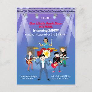 Rock Star Boys Band Birthday Party Postcard