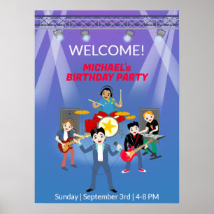 Rock Star Boys Band Birthday Party Poster