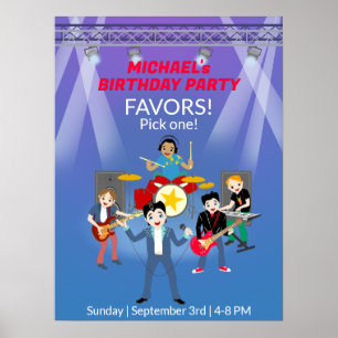 Rock Star Boys Band Birthday Party Poster