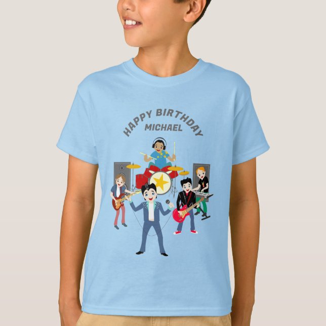 Rock Star Boys Band Birthday Party T-Shirt (Front)