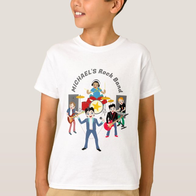 Rock Star Boys Band Birthday Party T-Shirt (Front)
