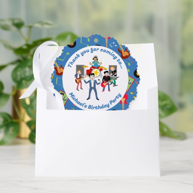 Rock Star Boys Band Birthday Party Tree Decoration Card (Envelope)