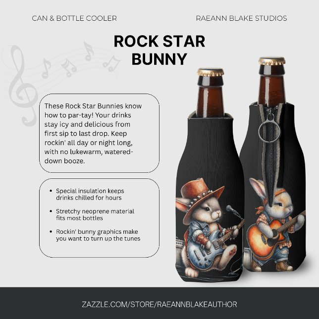 Rock Star Bunnies Can and Bottle Cooler (Creator Uploaded)