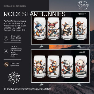 Rock Star Bunnies Drinkware Set Can Glass