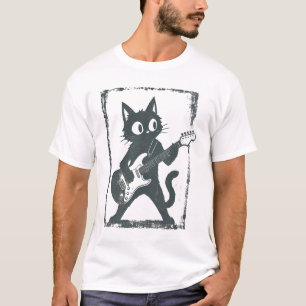 Rock Star Cat Guitarist Graphic T Shirt
