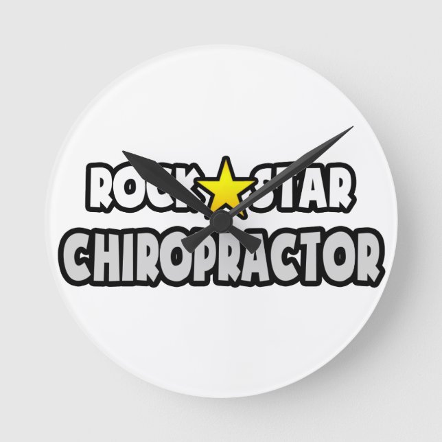 Rock Star Chiropractor Round Clock (Front)
