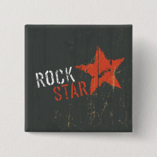 Rock Star Distressed Grunge Red Star 15 Cm Square Badge
