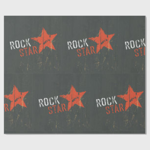Rock Star Distressed Grunge Red Star Wrapping Paper