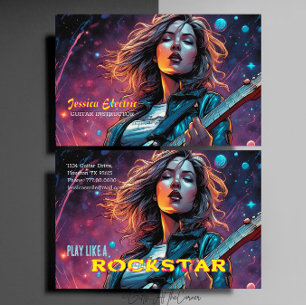 Rock Star Female Guitar Instructor Business Card