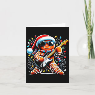 Rock Star Gingerbread Christmas Guitar Lights Men  Card