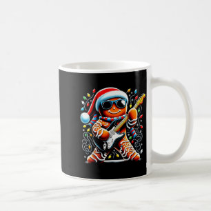 Rock Star Gingerbread Christmas Guitar Lights Men Coffee Mug