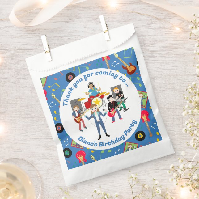 Rock Star Girl Band Birthday Party Favour Bags (Clipped)