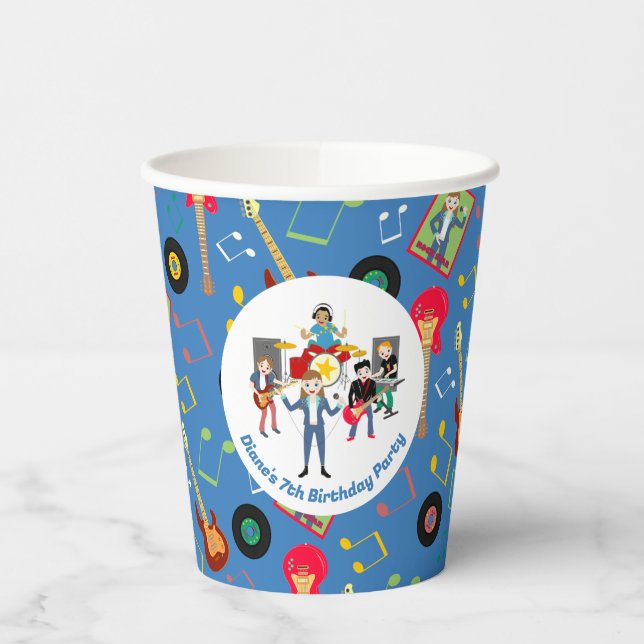 Rock Star Girl Band Birthday Party Paper Cups (Left)