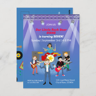 Rock Star Girl Band Birthday Party Postcard
