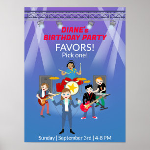Rock Star Girl Band Birthday Party Poster