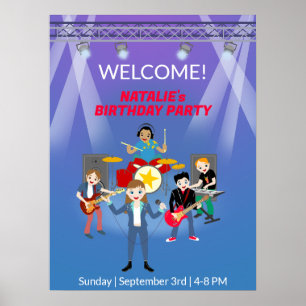 Rock Star Girl Band Birthday Party Poster