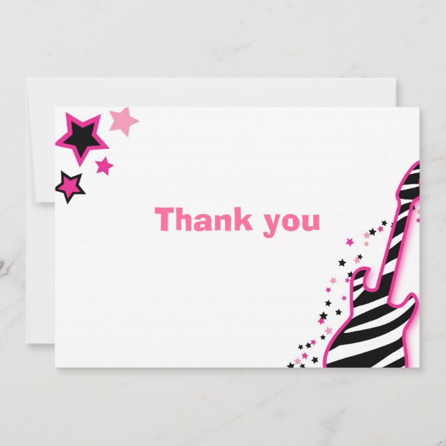Rock Star Girl Pink Thank You Note Cards (Front)
