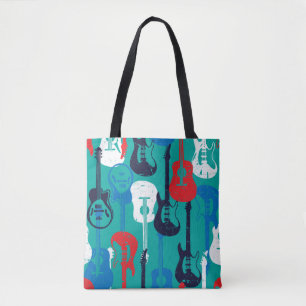 Rock Star: Grunge Guitar Pattern Tote Bag