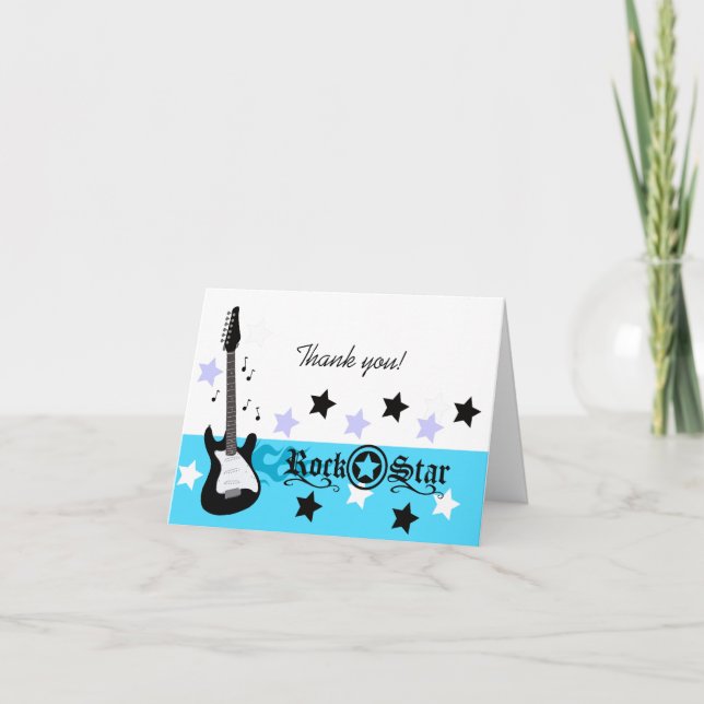 Rock Star Guitar *Blue* Thank you Note Card size (Front)