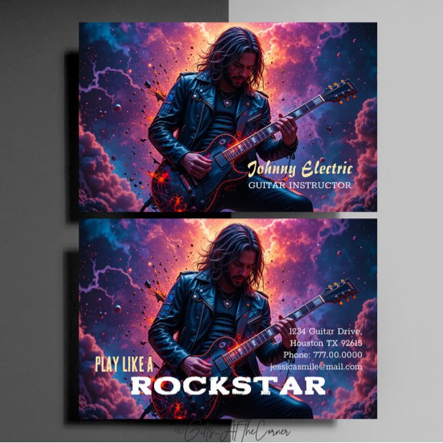 Rock Star Guitar Instructor Business Card (Creator Uploaded)