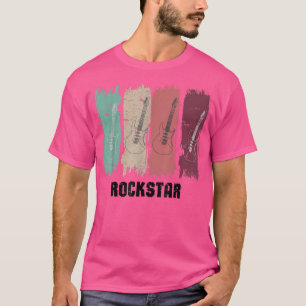Rock star guitar lets rock retro musical instrumen T-Shirt