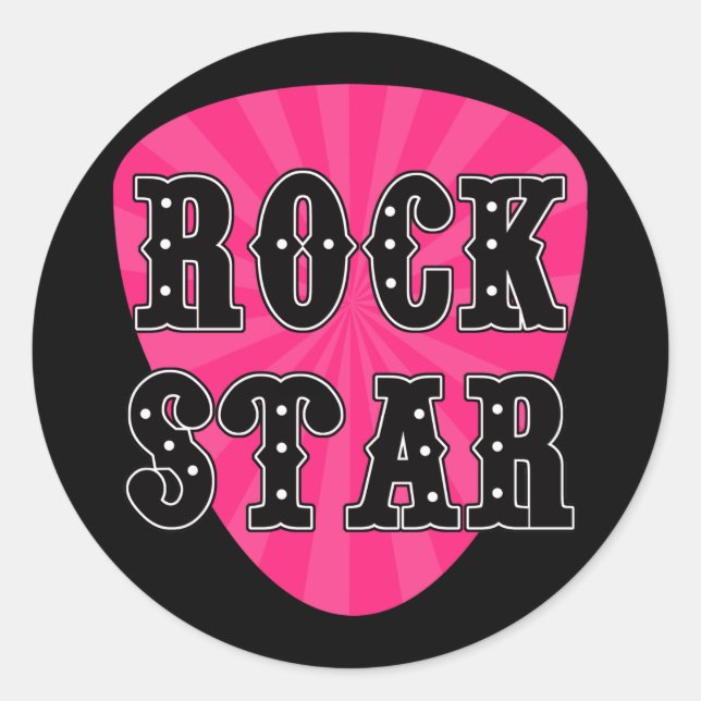 Rock Star Guitar Pick Classic Round Sticker (Front)