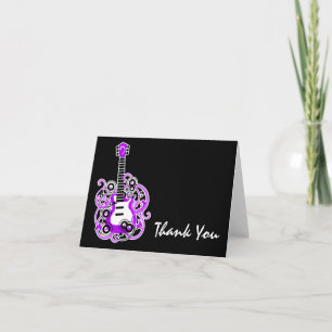 Rock Star Guitar Purple and Black Thank You Note