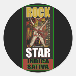 ROCK STAR INDICA SATIVA CLASSIC ROUND STICKER