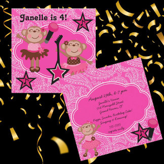Rock Star Monkeys Birthday Invite
