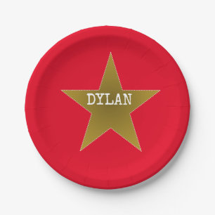 Rock Star Movie Star Birthday Party Red Gold Paper Plate