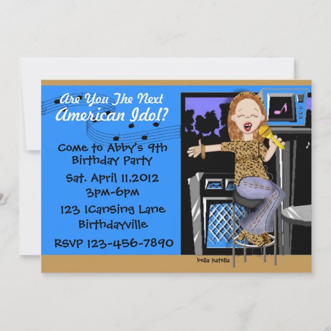 Rock Star Party for Girls Invitation (Front)