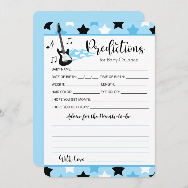 Rock Star Rock a Bye Predictions for baby advice Invitation (Front/Back)