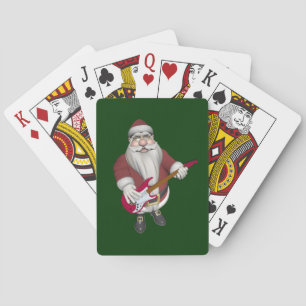 Rock Star Santa With Red Electric Guitar Playing Cards