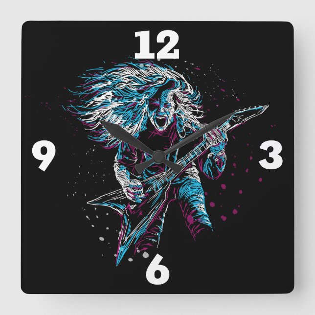 Rock Star Square Wall Clock (Front)