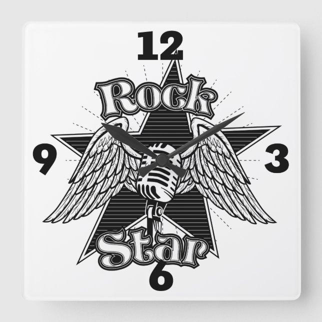 Rock Star Square Wall Clock (Front)
