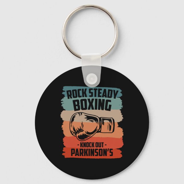 Rock Steady Boxing Knock Out Parkinson's Inspiring Key Ring (Front)