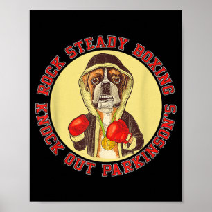 Rock Steady Boxing Parkinsons - Boxer Dog with Red Poster