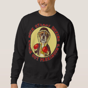 Rock Steady Boxing Parkinson's  Boxer Dog With Red Sweatshirt