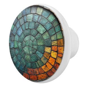 Rock Stone Pattern in Turquoise Blue Yellow Red   Ceramic Knob