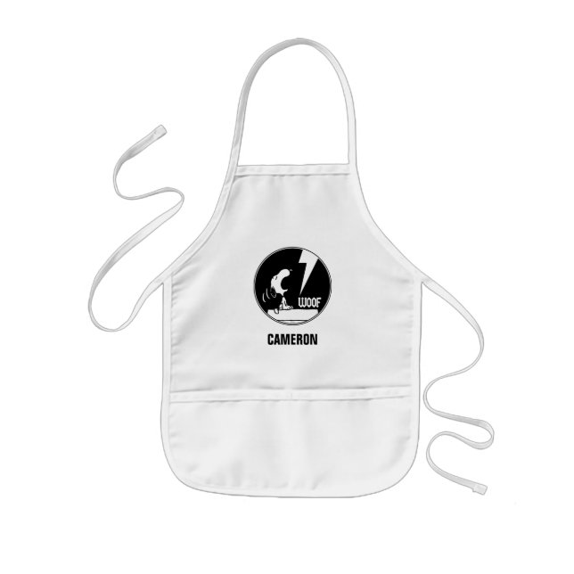 Rock Tees | Snoopy Howling | Add Your Name Kids Apron (Front)