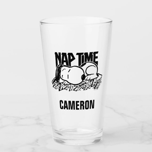 Rock Tees | Snoopy Nap Time | Add Your Name Glass (Front)