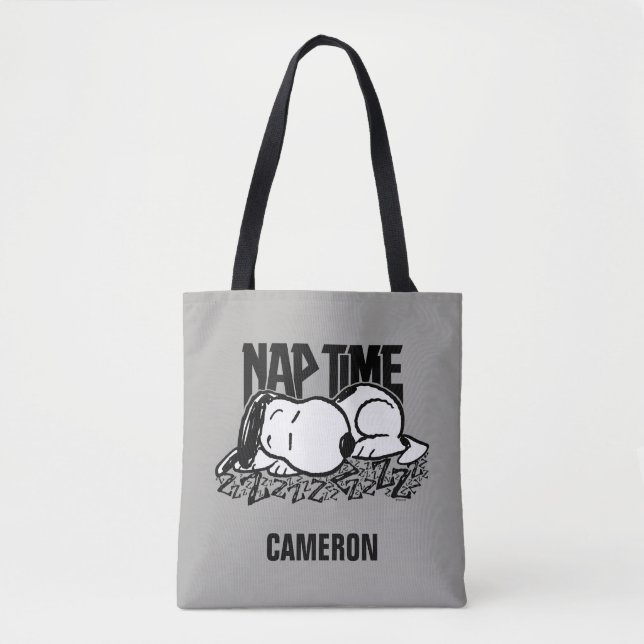 Rock Tees | Snoopy Nap Time | Add Your Name Tote Bag (Front)