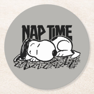 Rock Tees   Snoopy Nap Time Round Paper Coaster