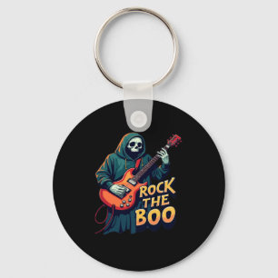 Rock the Boo - Halloween Skeleton Guitar Design Key Ring