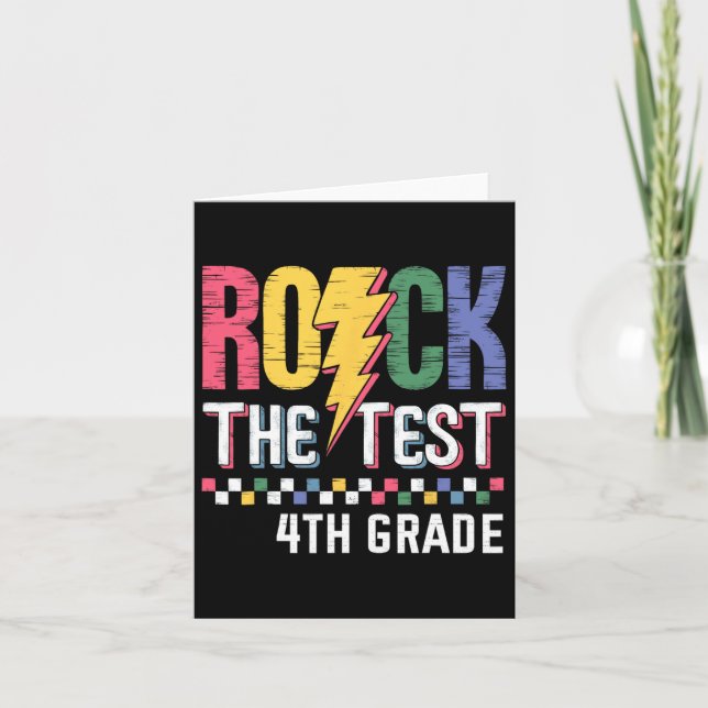 Rock The Test 4th Grade Testing Day Teacher Studen Card (Front)